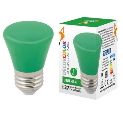 Лампочка светодиодная  LED-D45-1W/GREEN/E27/FR/С BELL Volpe