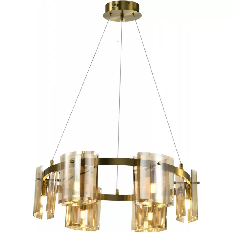Стеклянная подвесная люстра Rony ZRS.1200.06 цвет янтарь цилиндр Стеклянная подвесная люстра Rony ZRS.1200.06 цвет янтарь цилиндр