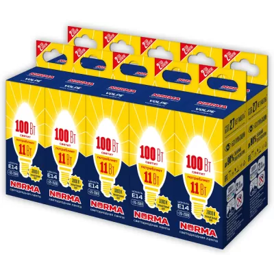 Лампочка светодиодная Norma LED-C37-11W/WW/E14/FR/NR Набор из 10штук Volpe Лампочка светодиодная Norma LED-C37-11W/WW/E14/FR/NR Набор из 10штук Volpe