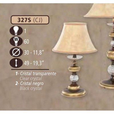 Интерьерная настольная лампа 327S 327S/1 CJ CLEAR GLASS-CREAM SHADE Riperlamp