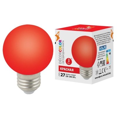 Лампочка светодиодная  LED-G60-3W/RED/E27/FR/С Volpe