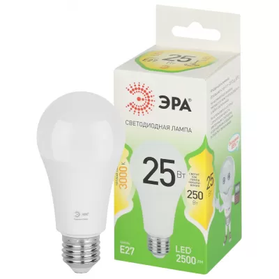 Лампочка светодиодная  LED A60-25W-830-E27 GL ЭРА