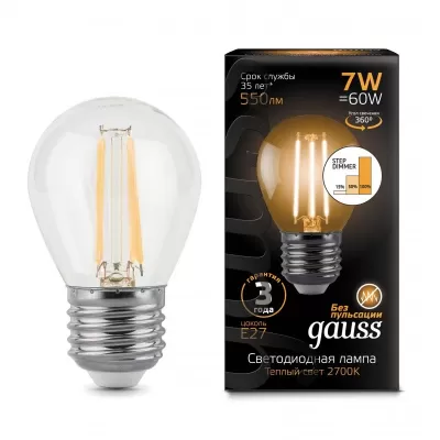 Лампочка светодиодная филаментная Filament 105802107-S Gauss Лампочка светодиодная филаментная Filament 105802107-S Gauss