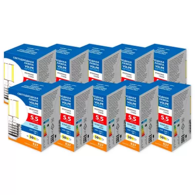 Лампочка светодиодная Optima Филамент LED-G45-5,5W/4000K/E27/CL/SLF Набор из 10штук Volpe