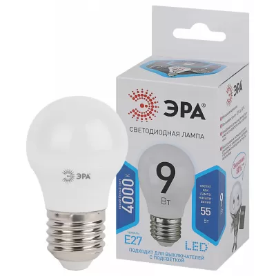 Лампочка светодиодная  LED P45-9W-840-E27 ЭРА