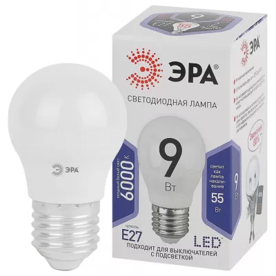 Лампочка светодиодная  LED P45-9W-860-E27 ЭРА