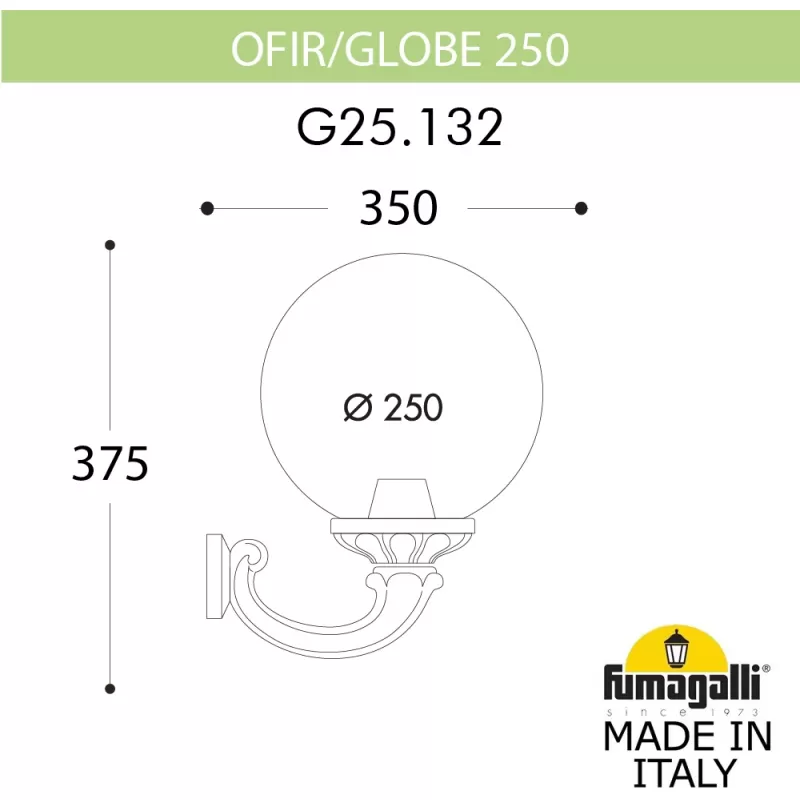 Настенный фонарь уличный GLOBE 250 G25.132.000.VXF1R форма шар прозрачный Fumagalli Настенный фонарь уличный GLOBE 250 G25.132.000.VXF1R форма шар прозрачный Fumagalli