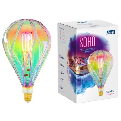 Лампочка светодиодная  LED-SF31-5W/SOHO/E27/CW RAINBOW GLS77RB Uniel