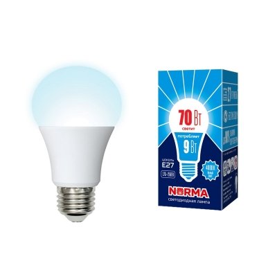 Лампочка светодиодная  LED-A60-9W/4000K/E27/FR/NR картон Volpe