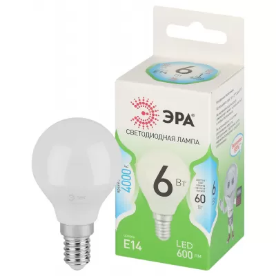 Лампочка светодиодная  LED P45-6W-840-E14 GL ЭРА