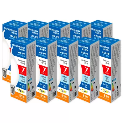 Лампочка светодиодная Optima Филамент LED-CW35-7W/4000K/E14/FR/SLF Набор из 10штук Volpe
