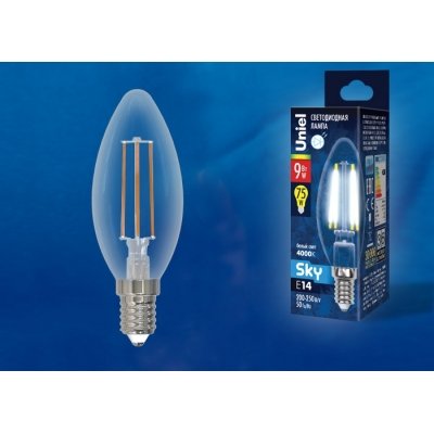 Лампочка светодиодная  LED-C35-9W/4000K/E14/CL PLS02WH картон Uniel