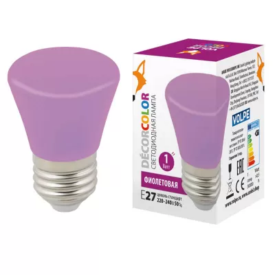 Лампочка светодиодная  LED-D45-1W/PURPLE/E27/FR/С BELL Volpe