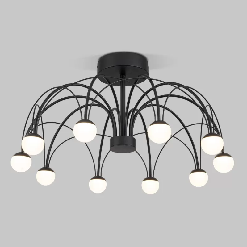 Стеклянная потолочная люстра Ragno 90035/10  LED черный белая форма шар Eurosvet Стеклянная потолочная люстра Ragno 90035/10  LED черный белая форма шар Eurosvet