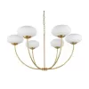 Стеклянная подвесная люстра 3910 3916/С brass белая Newport
