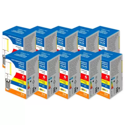 Лампочка светодиодная Optima Филамен LED-G45-6W/3000K/E14/CL/SLF Набор из 10штук Volpe