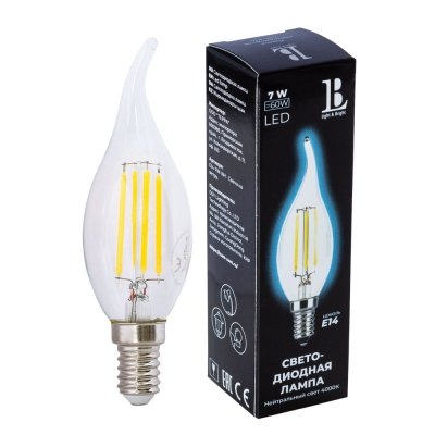 Лампочка светодиодная филаментная  E14-7W-NH-flame filament_lb L&B