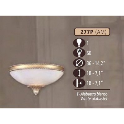 Настенный светильник 277P 277P/1 AM WHITE ALABASTER Riperlamp