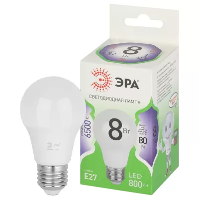 Лампочка светодиодная  LED A60-8W-865-E27 GL ЭРА