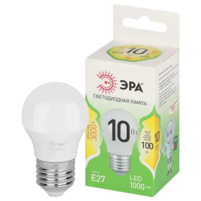 Лампочка светодиодная  LED P45-10W-830-E27 GL ЭРА