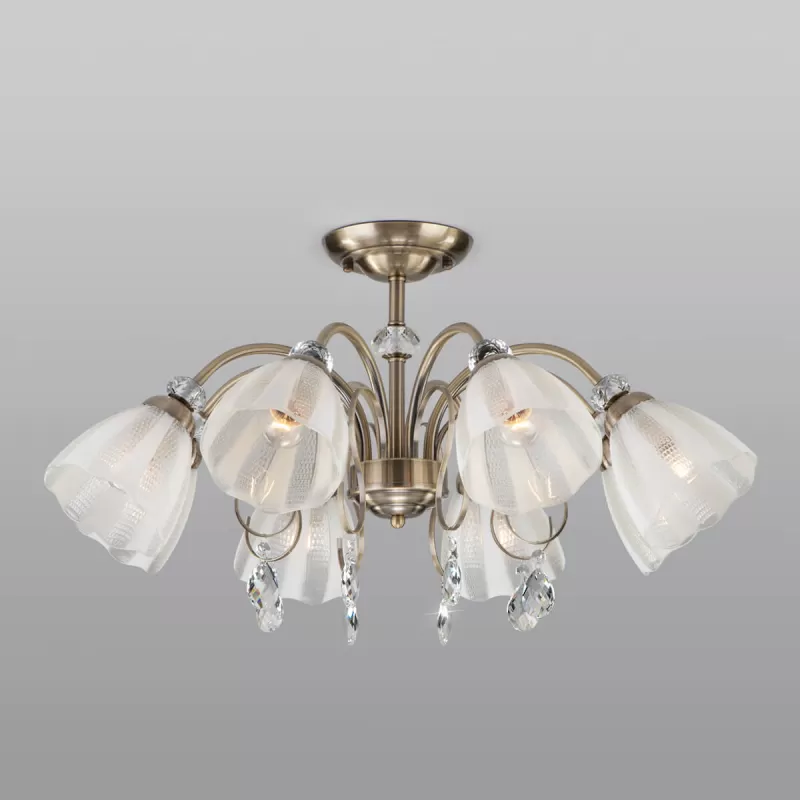 Стеклянная потолочная люстра Floranse 30155/8 античная бронза конус белая Eurosvet Стеклянная потолочная люстра Floranse 30155/8 античная бронза конус белая Eurosvet