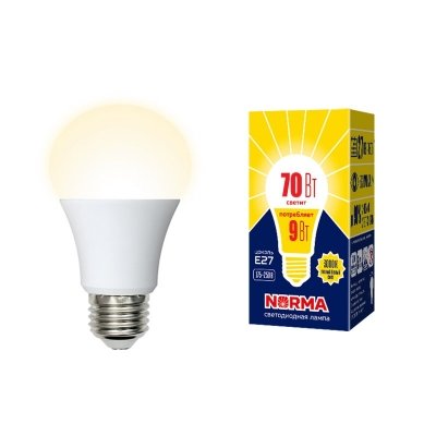 Лампочка светодиодная  LED-A60-9W/3000K/E27/FR/NR картон Volpe