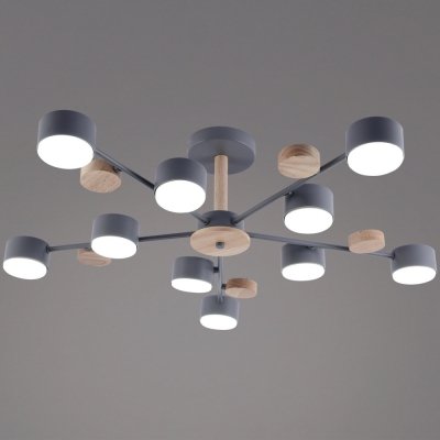 Потолочная люстра  03758-0.3-10 GREY+WOOD GX53 серая