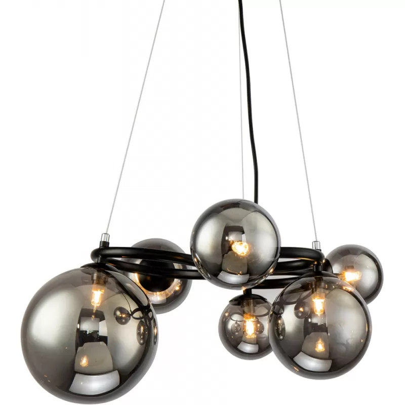 Стеклянная подвесная люстра Wendt KG1202P-6 grey/clear форма шар прозрачная DeLight Collection Стеклянная подвесная люстра Wendt KG1202P-6 grey/clear форма шар прозрачная DeLight Collection