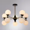 Стеклянная потолочная люстра Mimosa A3649PL-10PB форма шар белая Artelamp