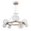 Стеклянная подвесная люстра Duo FR5139PL-10MG форма шар белая Freya