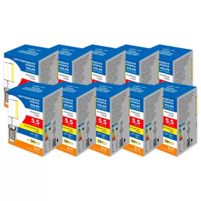 Лампочка светодиодная Optima Филамент LED-G45-5,5W/3000K/E14/CL/SLF Набор из 10штук Volpe