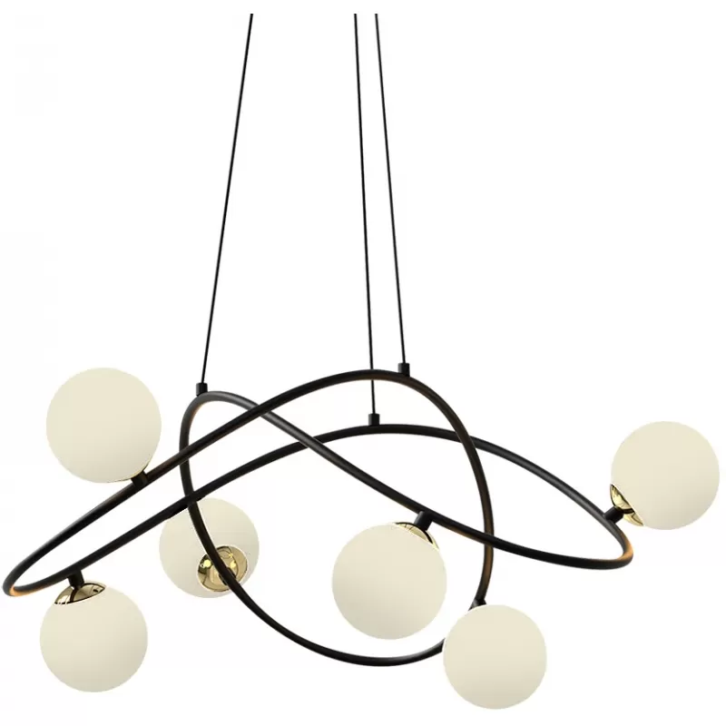 Стеклянная подвесная люстра P0691 P0691-6A black форма шар белая DeLight Collection Стеклянная подвесная люстра P0691 P0691-6A black форма шар белая DeLight Collection