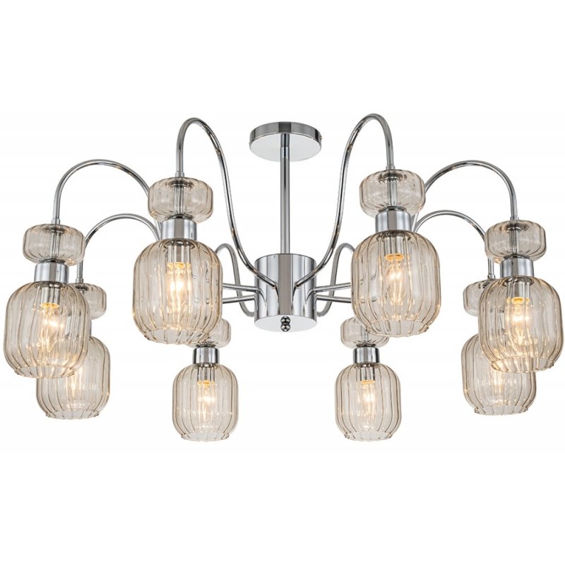 Стеклянная потолочная люстра Gloss 1141/8PL Chrome/Beige форма шар прозрачная Escada