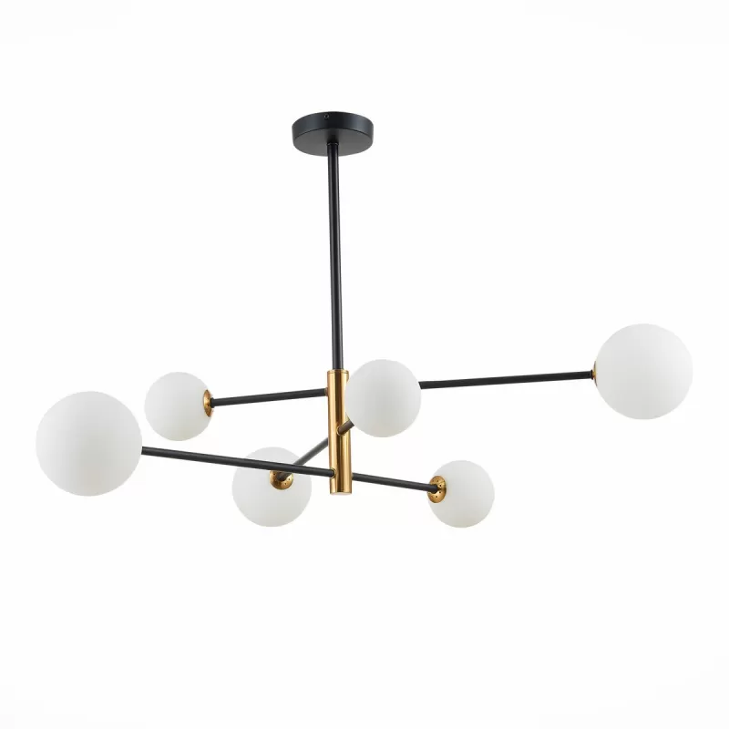 Стеклянная подвесная люстра Arcola SLE220103-06 белая форма шар Evoluce Стеклянная подвесная люстра Arcola SLE220103-06 белая форма шар Evoluce