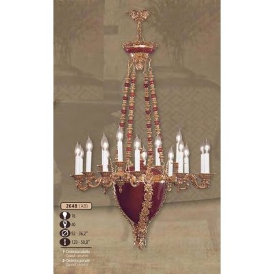 Подвесная люстра 264B 264B/16 AB COBALT/GARNET CERAMIC Riperlamp для натяжного потолка