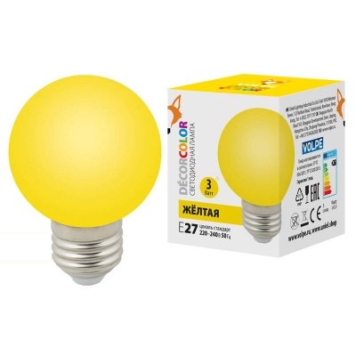 Лампочка светодиодная  LED-G60-3W/YELLOW/E27/FR/С Volpe