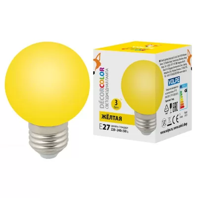 Лампочка светодиодная  LED-G60-3W/YELLOW/E27/FR/С Volpe