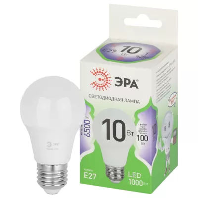 Лампочка светодиодная  LED A60-10W-865-E27 GL ЭРА