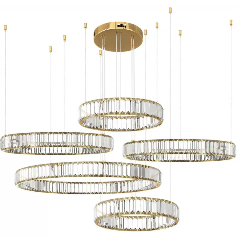 Хрустальный подвесной светильник Crystal ring 10135/5 Gold прозрачный Loft It Хрустальный подвесной светильник Crystal ring 10135/5 Gold прозрачный Loft It
