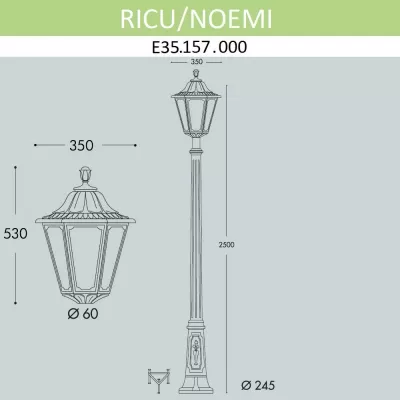 Наземный фонарь Noemi E35.157.000.AXH27 Fumagalli