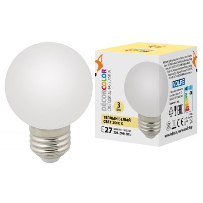 Лампочка светодиодная  LED-G60-3W/3000K/E27/FR/С Volpe