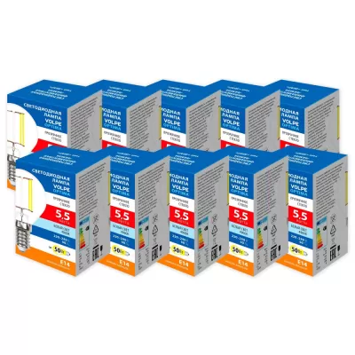 Лампочка светодиодная Optima Филамент LED-G45-5,5W/4000K/E14/CL/SLF Набор из 10штук Volpe