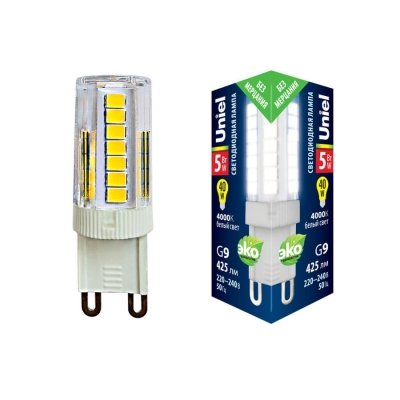 Лампочка светодиодная  LED-JCD-5W/4000K/G9/CL GLZ09TR картон Uniel