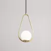 Стеклянный подвесной светильник  HOOP-DROP01 форма шар белый ImperiumLoft